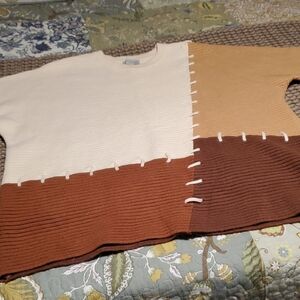 Multiples Men's Sweater in Cream, Tan, and Brown